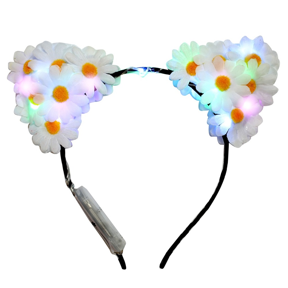 RAVE! Light-up Rainbow Glow Flower Cat Ears!